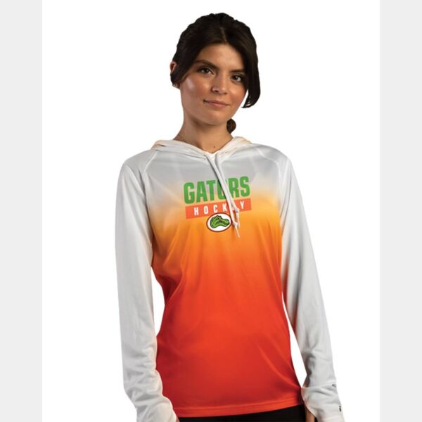 Women's Ombre Long Sleeve Hooded T-Shirt Thumbnail